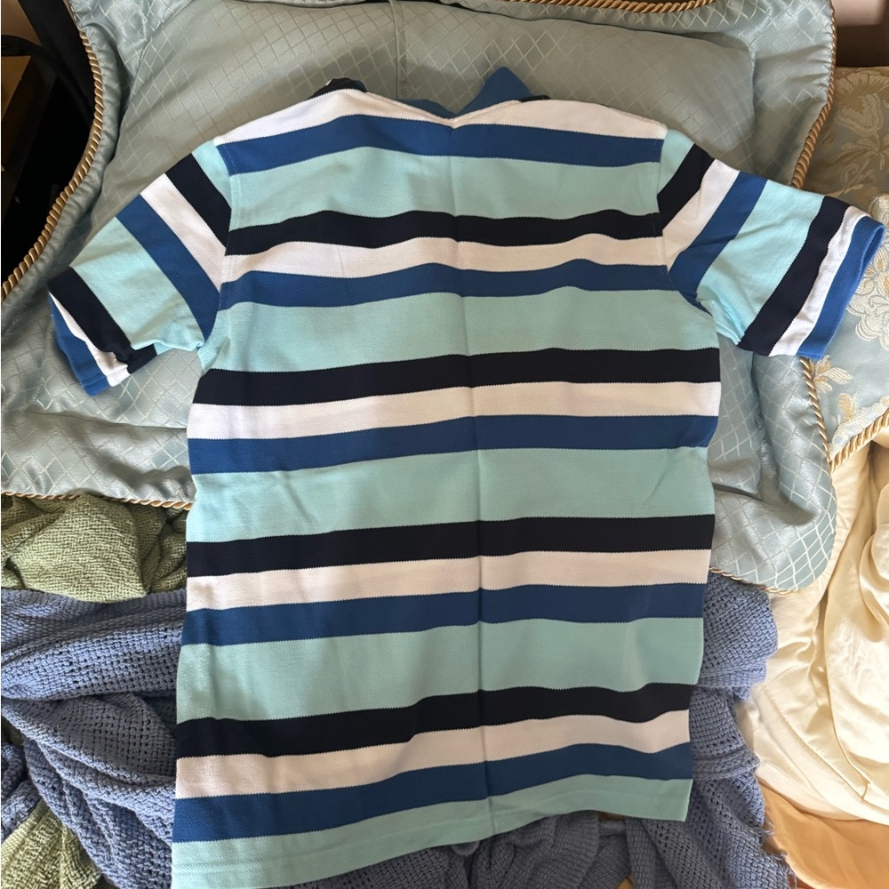 Brooks Brothers Blue and White Striped Short Sleeve Tee